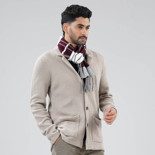 Mens Grey & Maroon Muffler