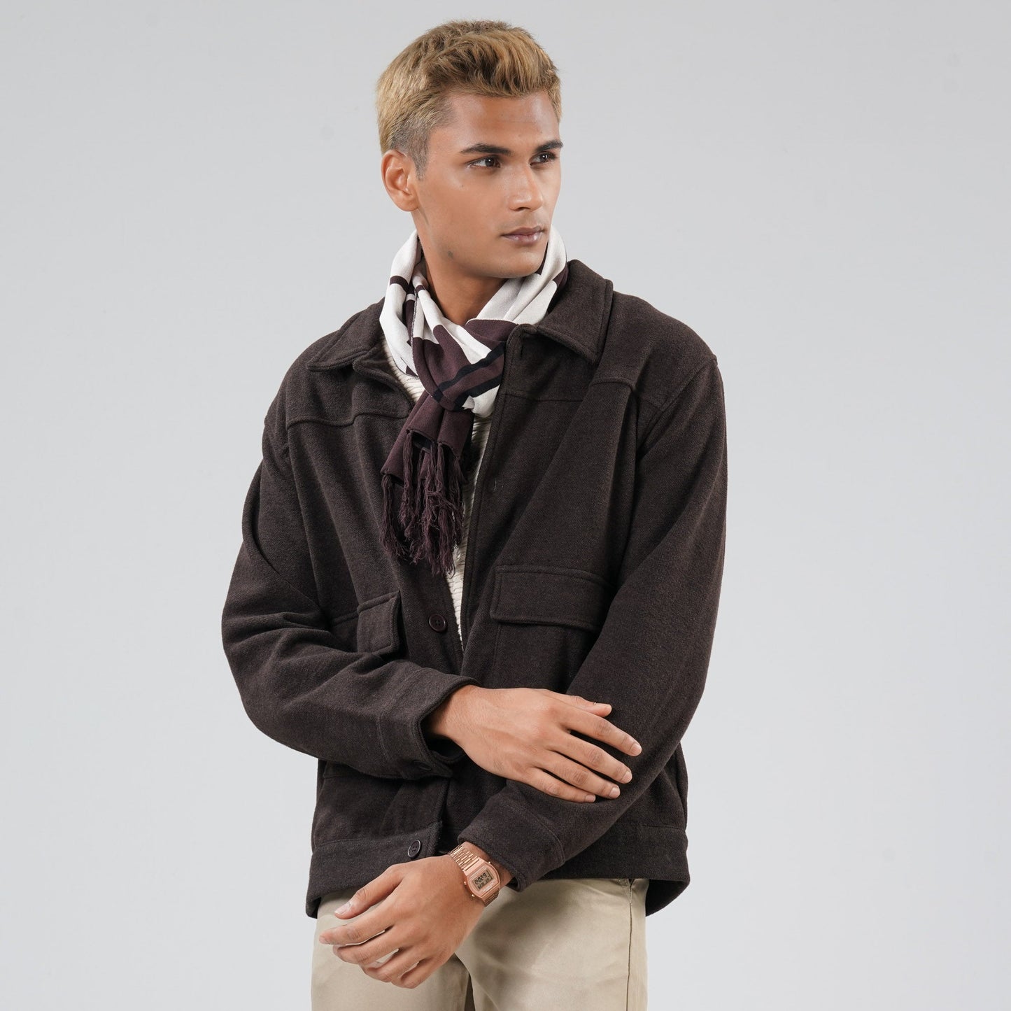 Men's Beige & Brown Muffler