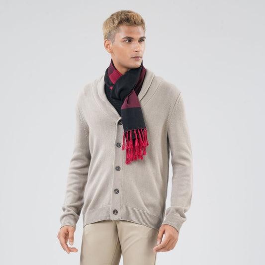 Men's Black & Maroon Muffler