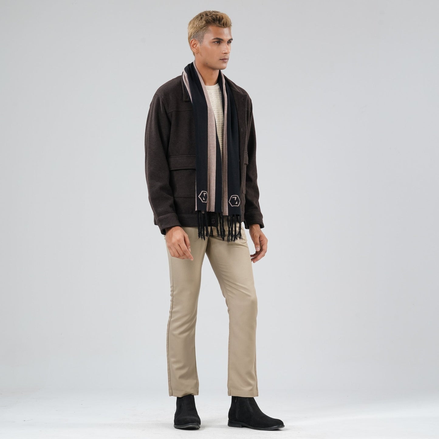 Mens Black & Beige Muffler