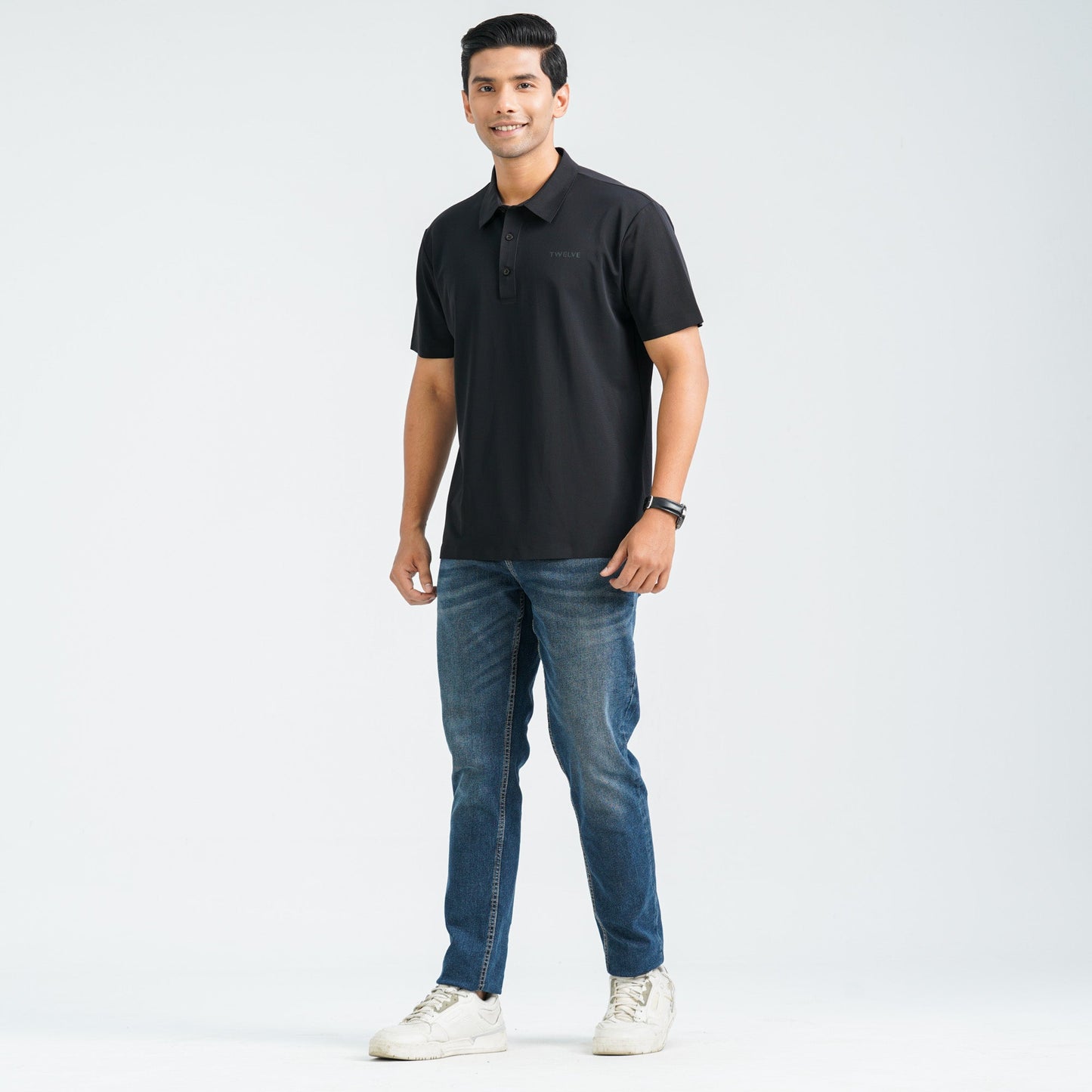 Menâ€™s Black Seamless Polo