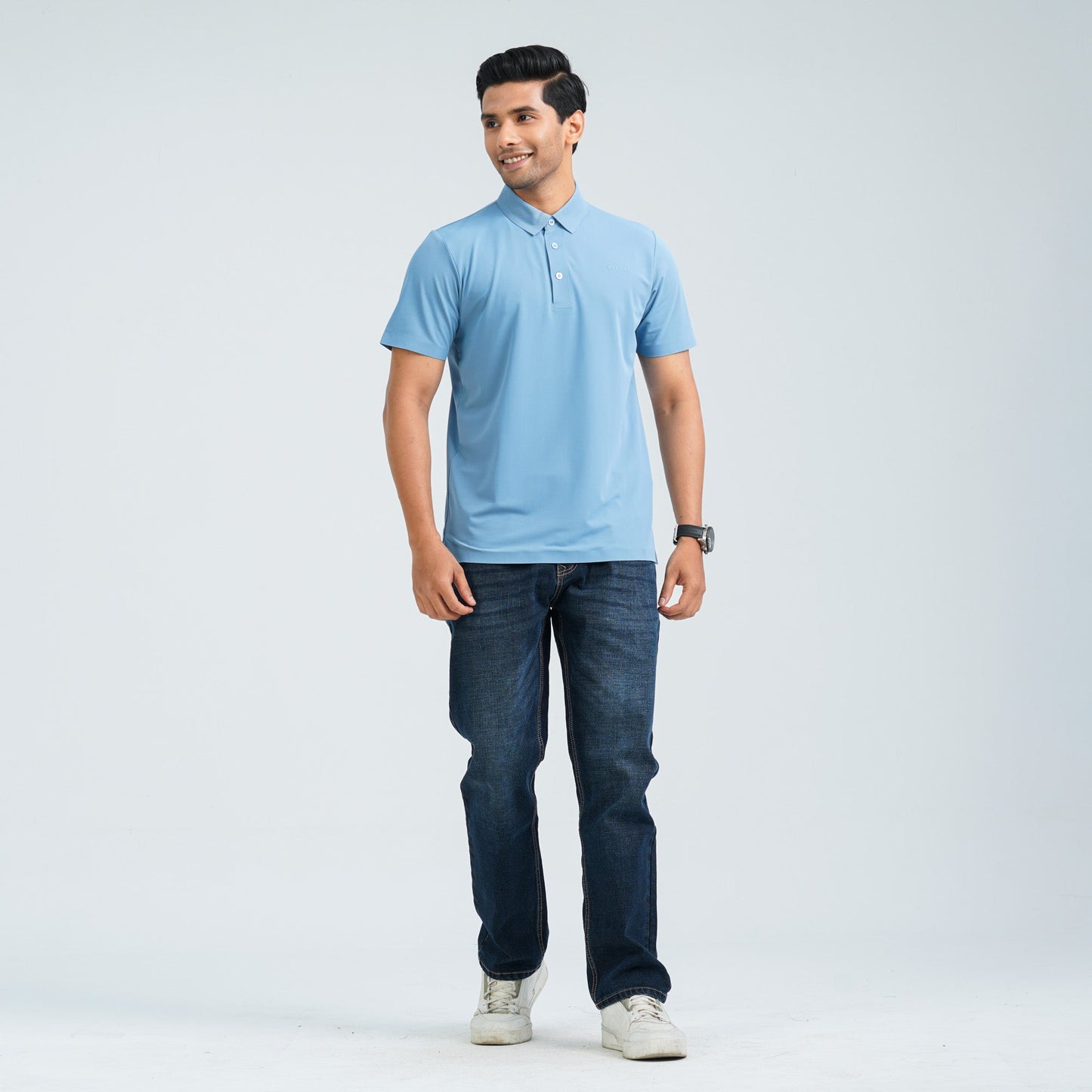 Menâ€™s Light Blue Seamless Polo