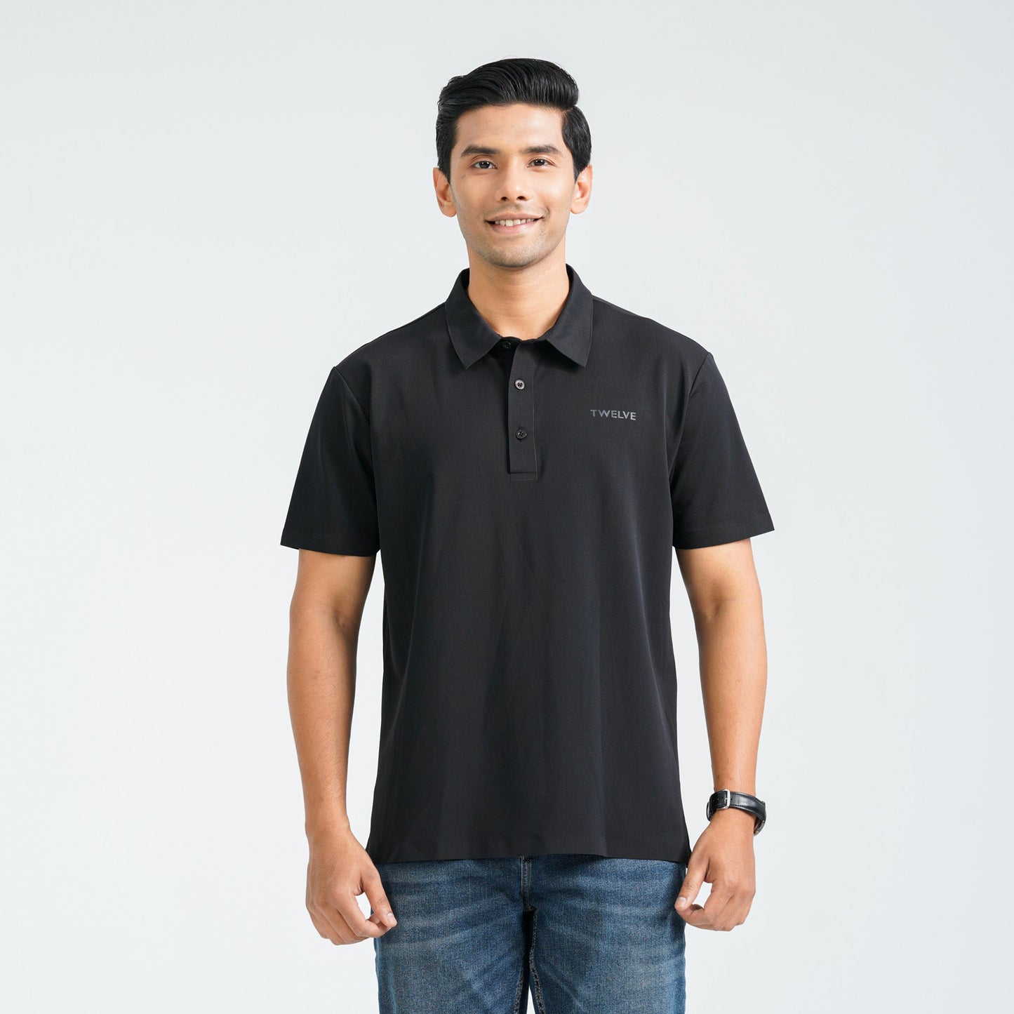 Menâ€™s Black Seamless Polo