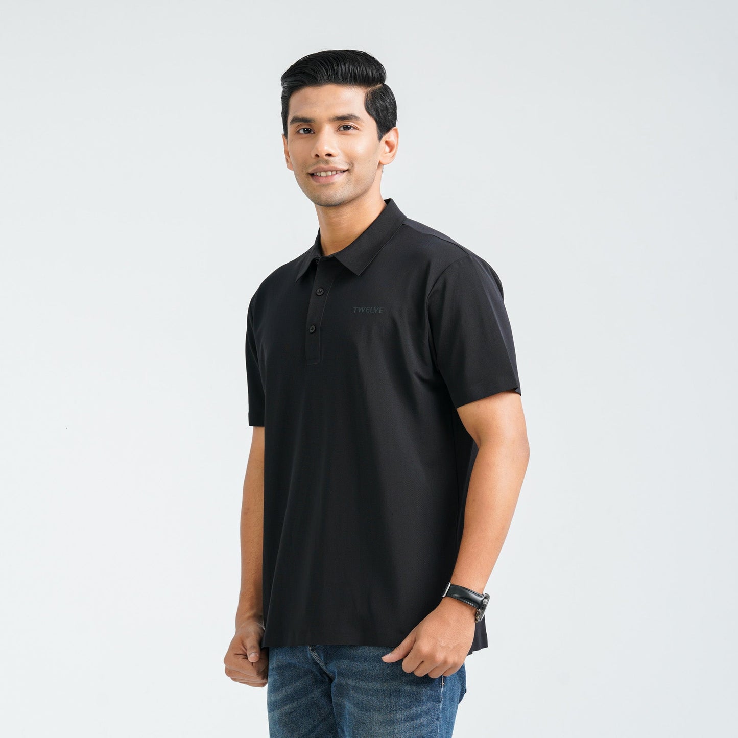 Menâ€™s Black Seamless Polo