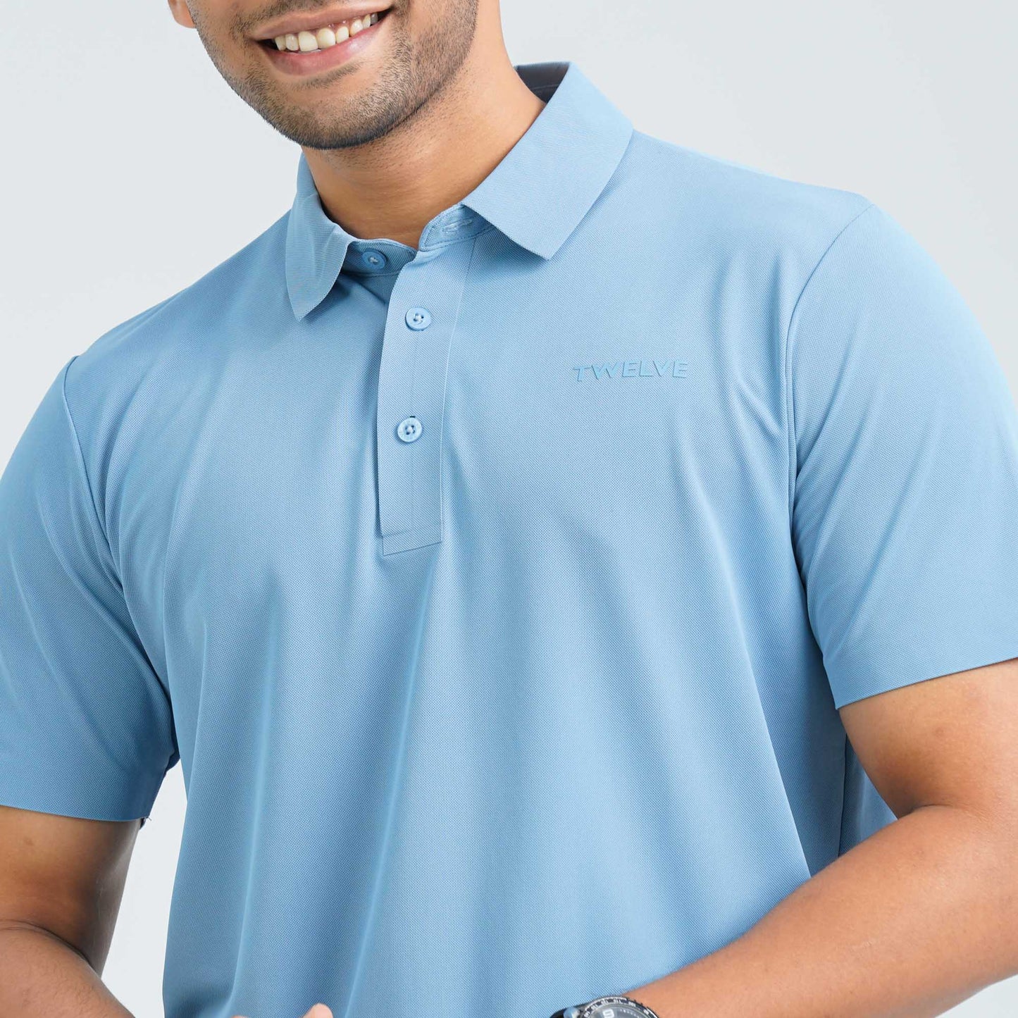 Menâ€™s Light Blue Seamless Polo