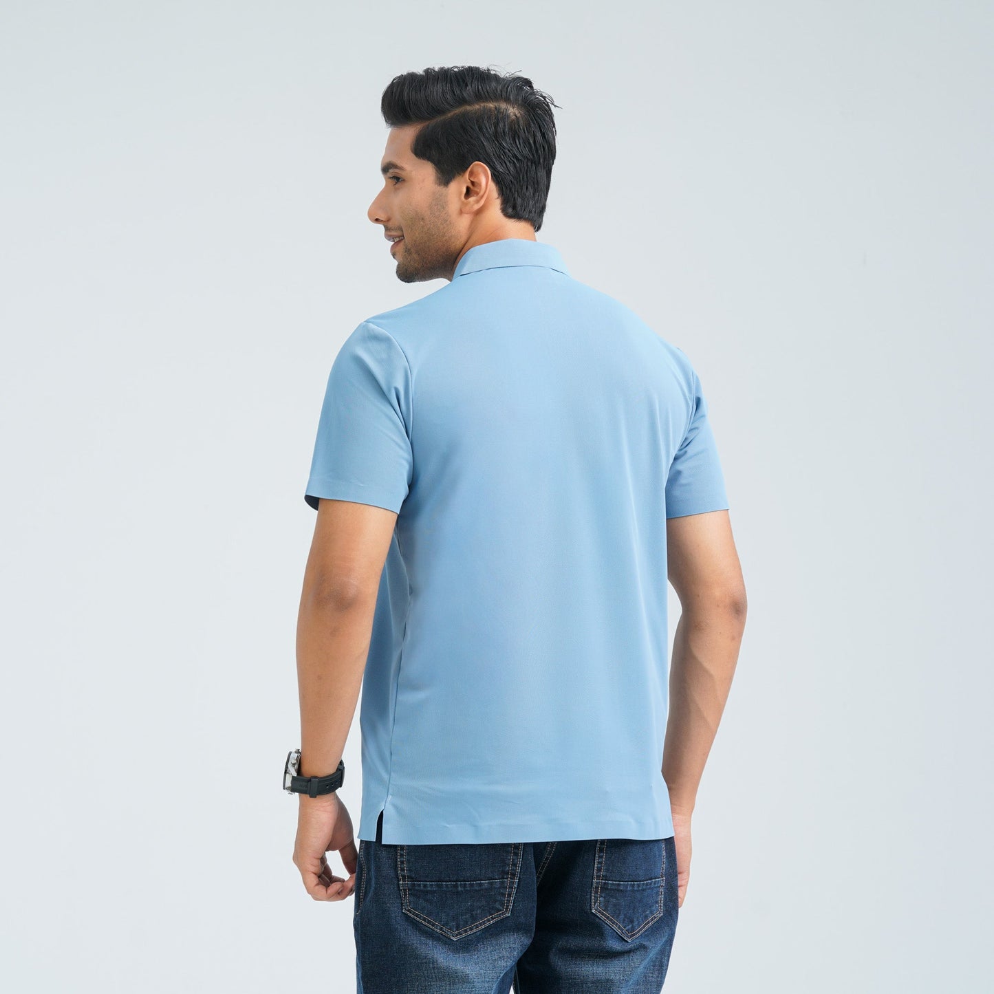 Menâ€™s Light Blue Seamless Polo