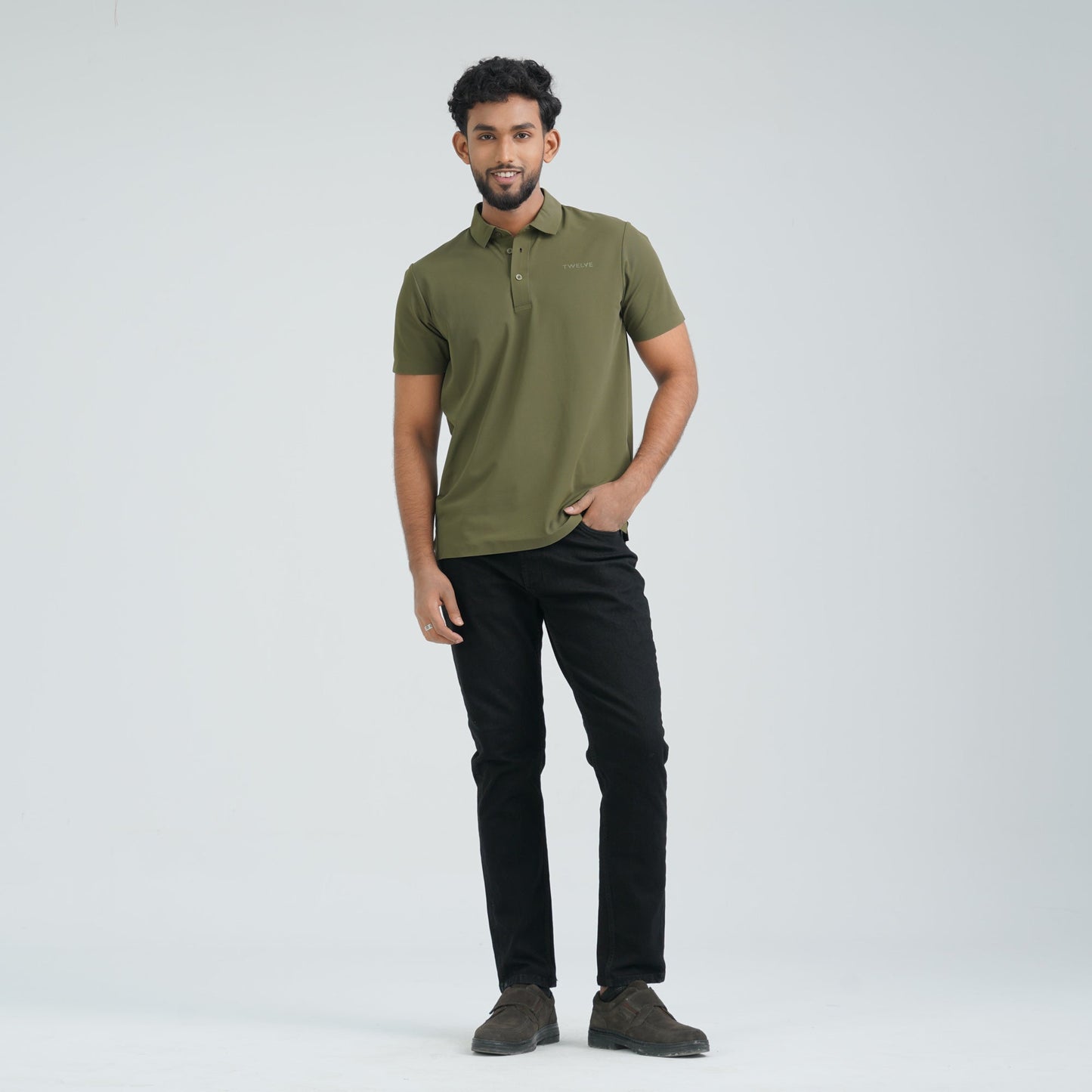 Menâ€™s Olive Seamless Polo