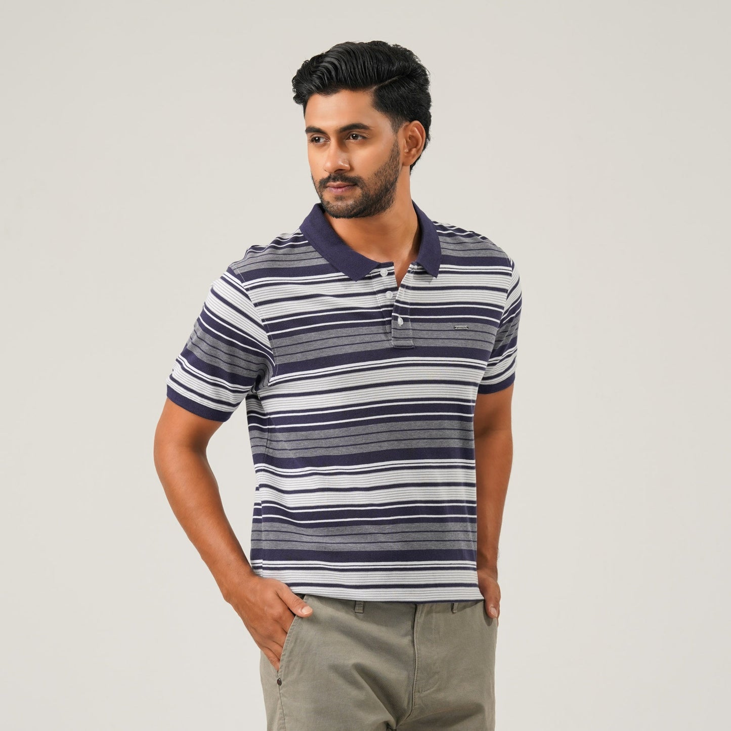 Mens Black & White Polo