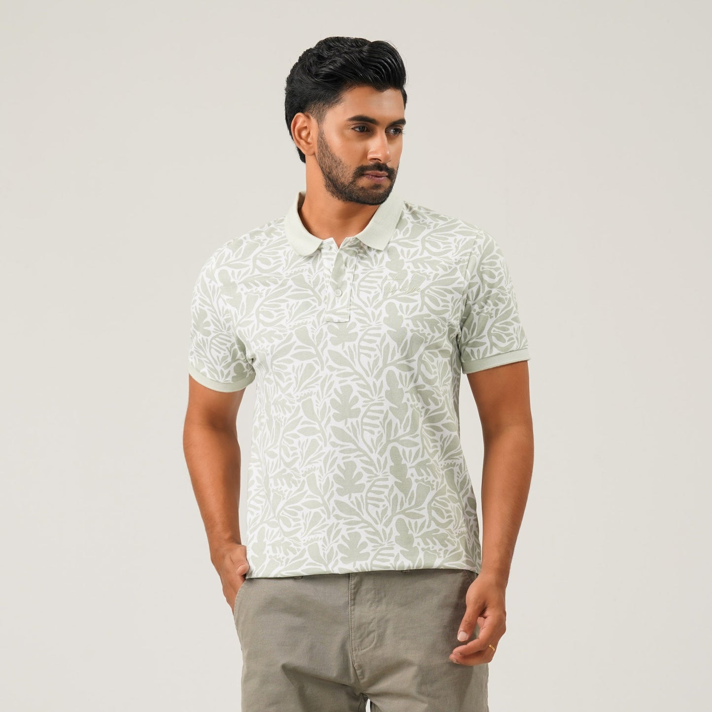 Men Light Blue Cotton Polo