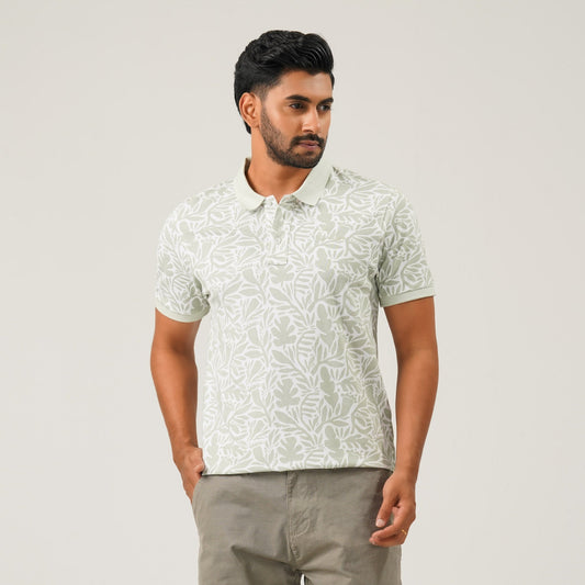 Men Light Blue Cotton Polo