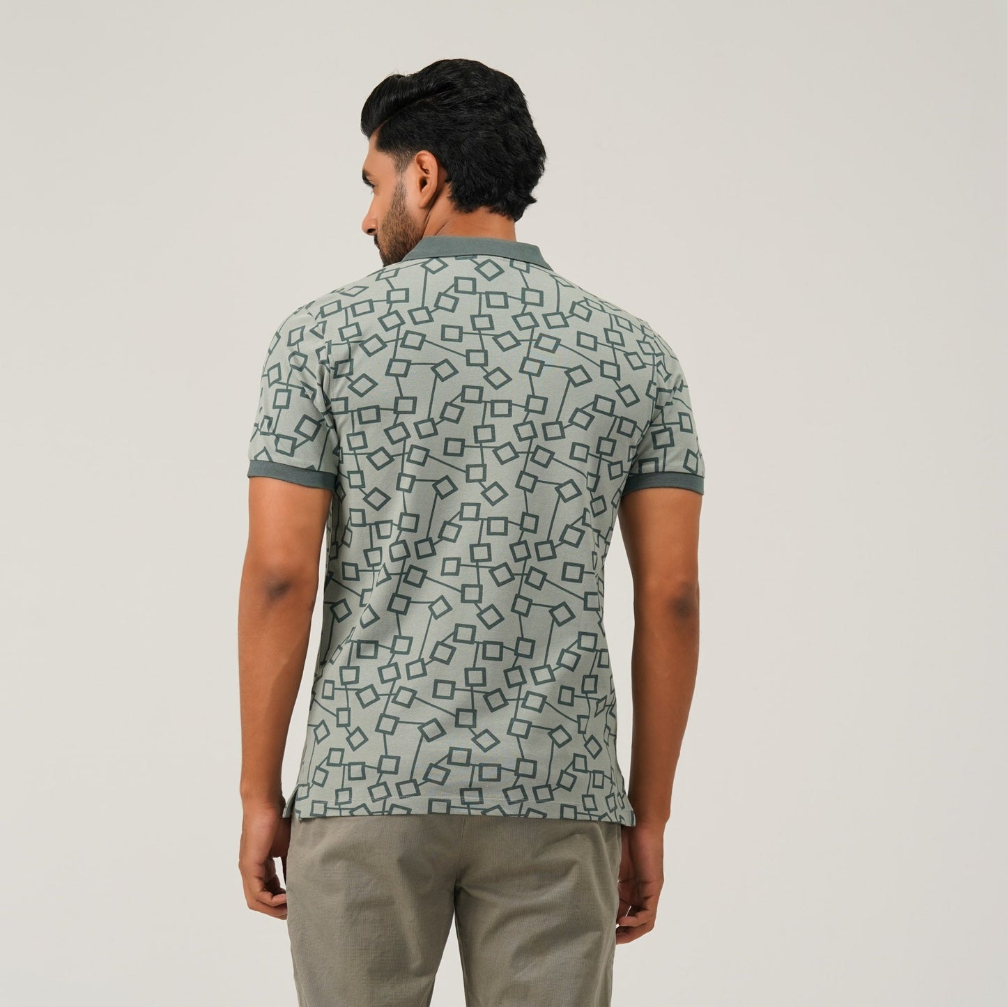 Men Light Green Cotton Polo