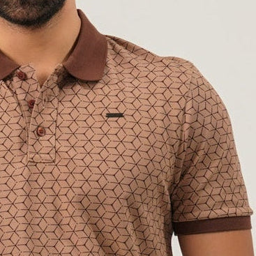 Men Brown Cotton Polo
