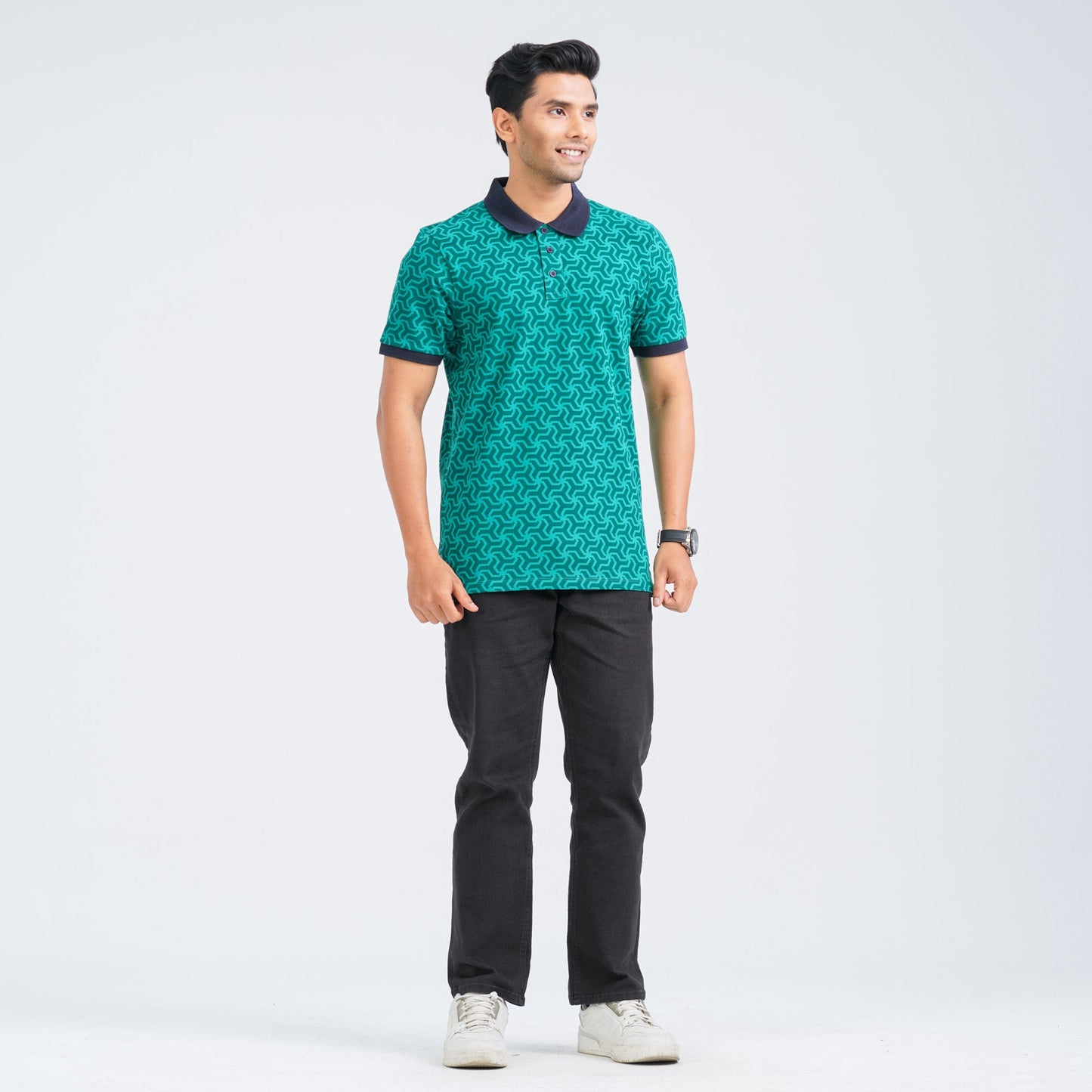 Men's Green Cotton Polo