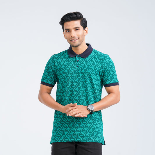 Men's Green Cotton Polo