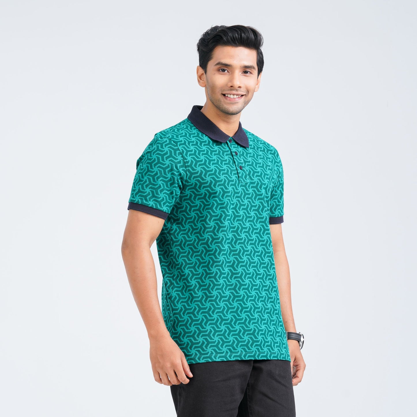 Men's Green Cotton Polo