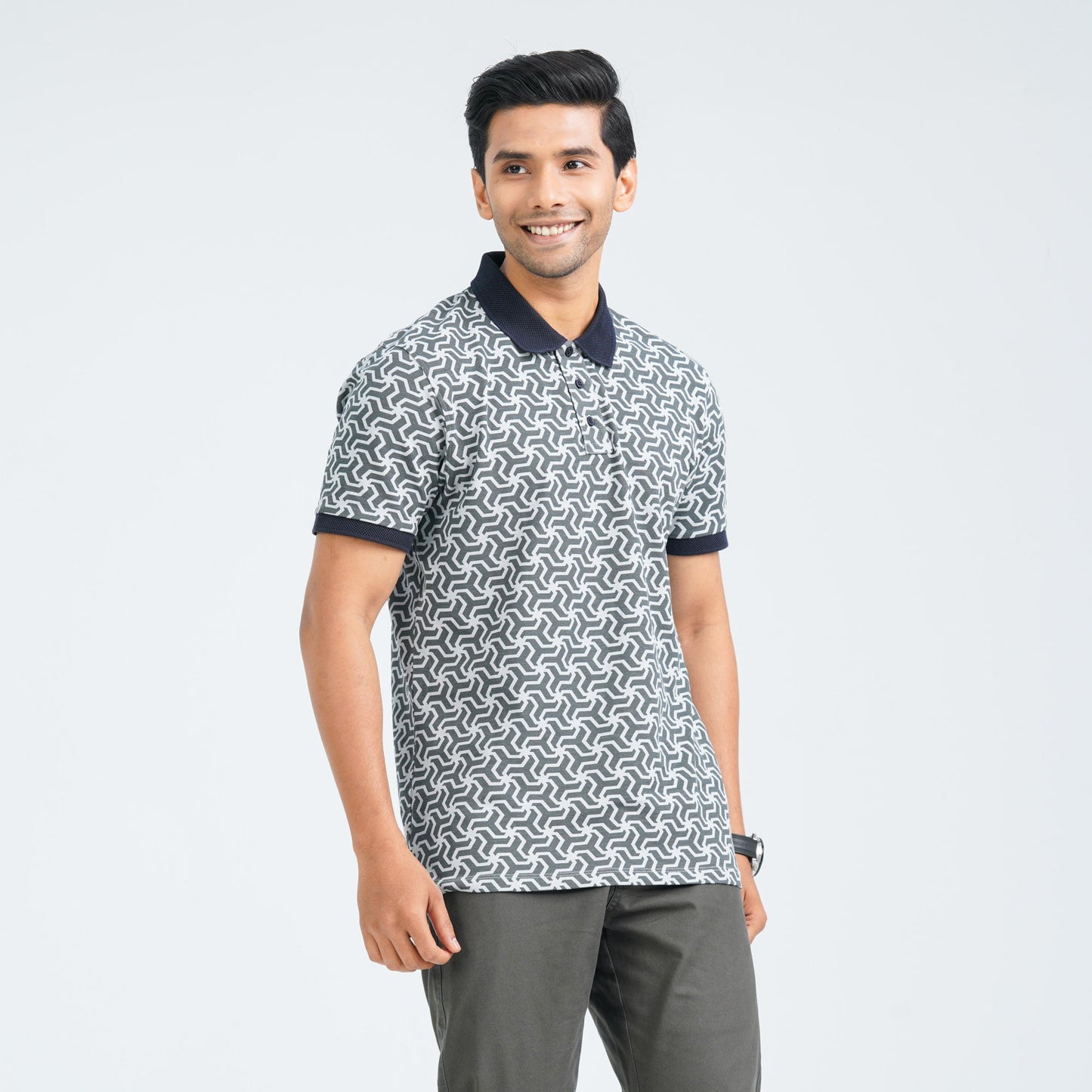 Men's Light Grey Cotton Polo