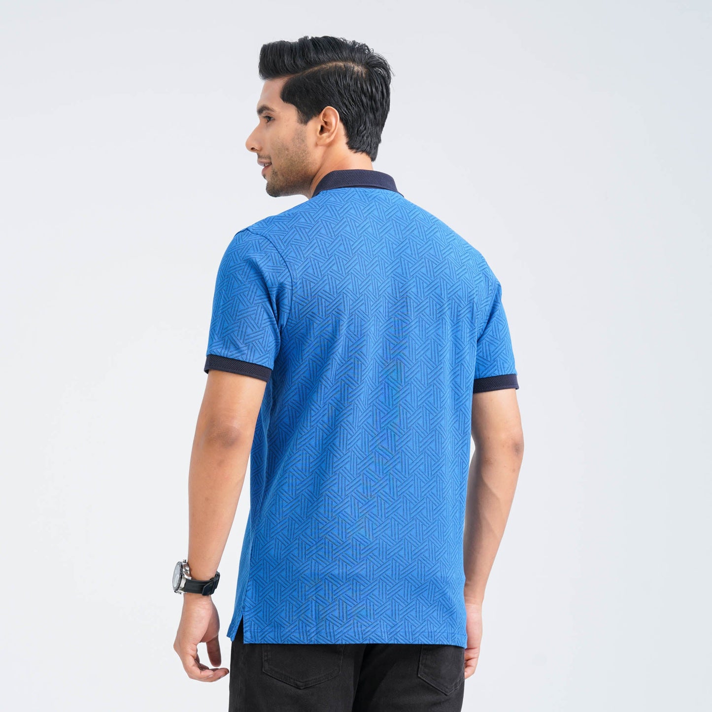 Men's Blue Cotton Polo