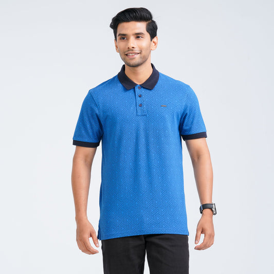 Men's Blue Cotton Polo