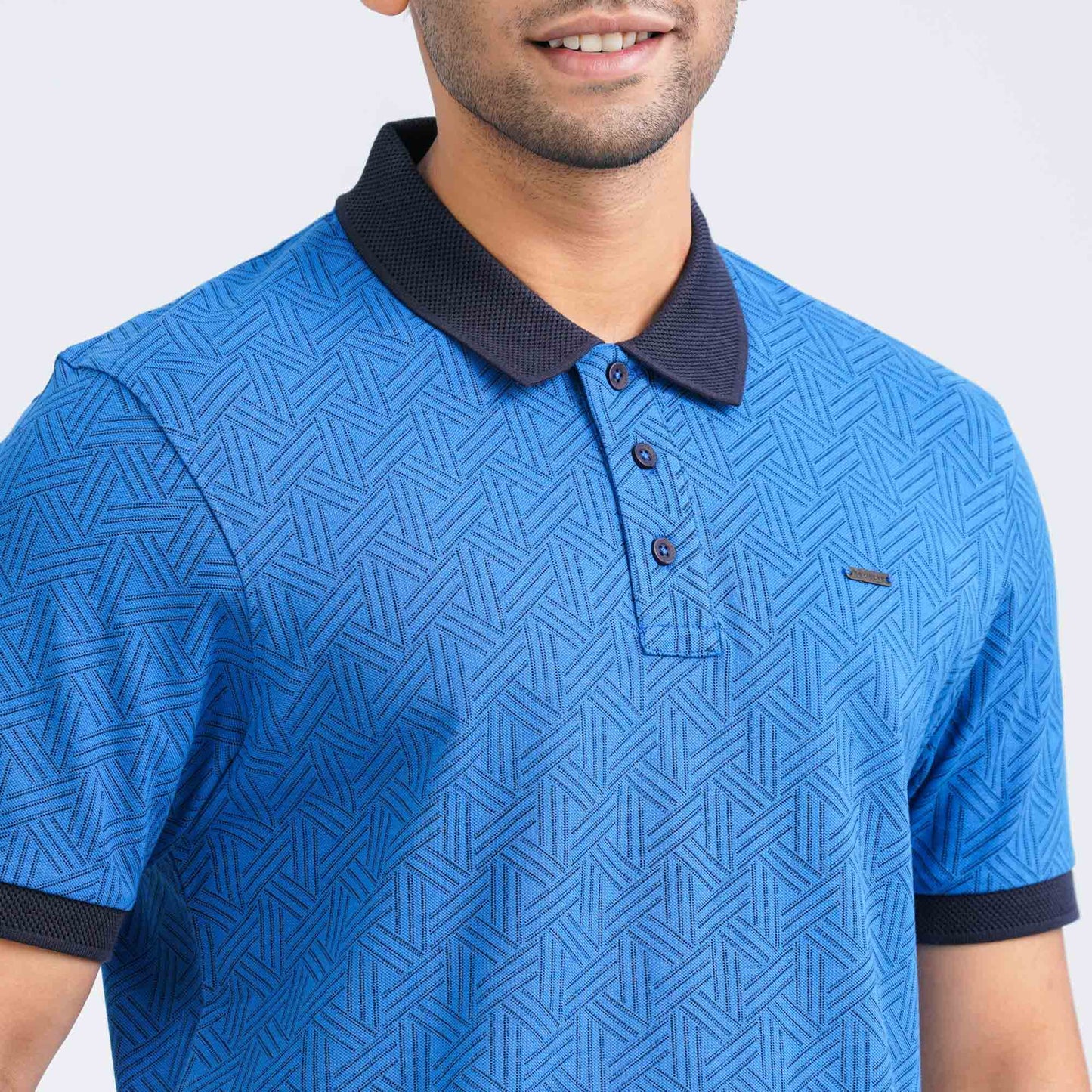 Men's Blue Cotton Polo