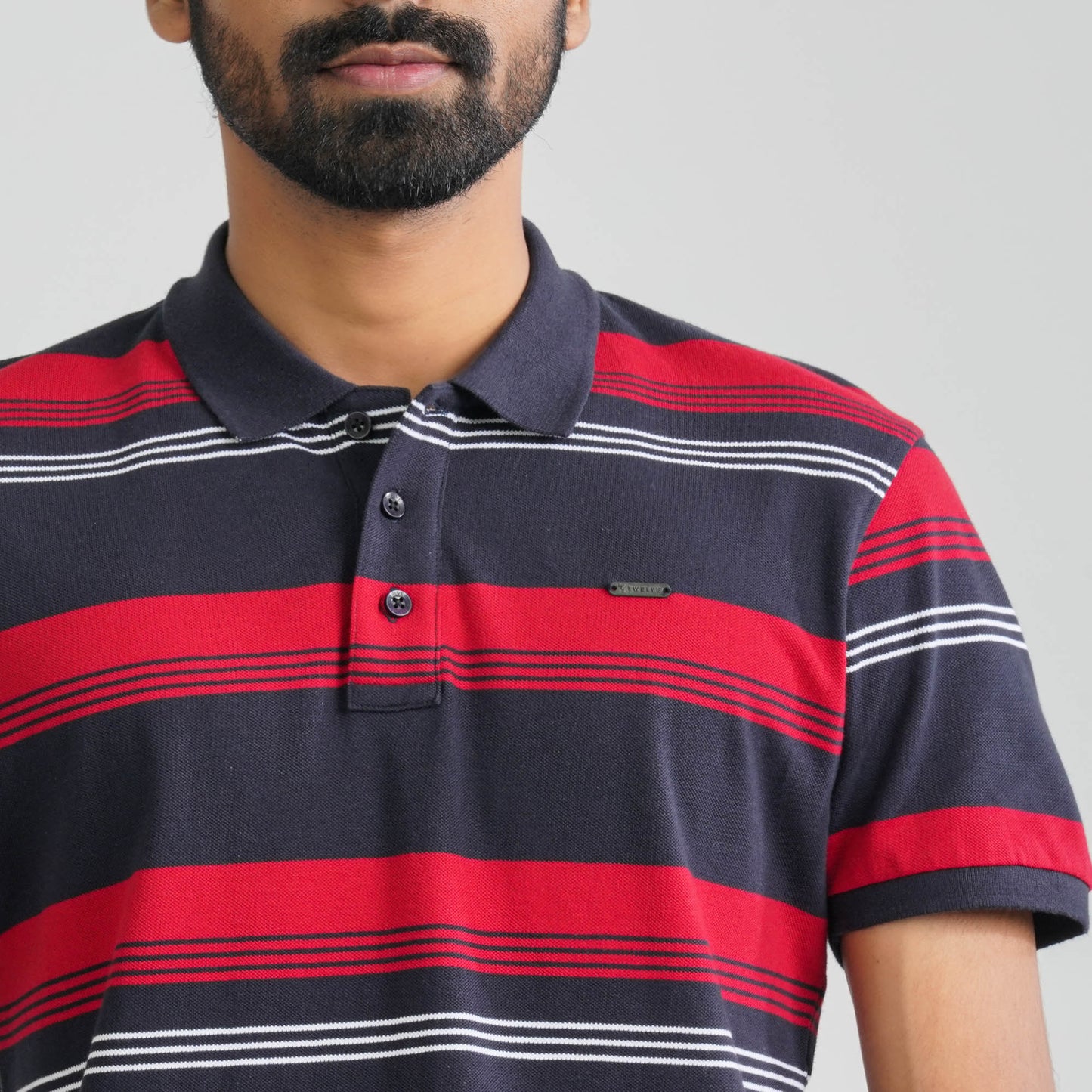 Men Navy & Red Cotton Polo