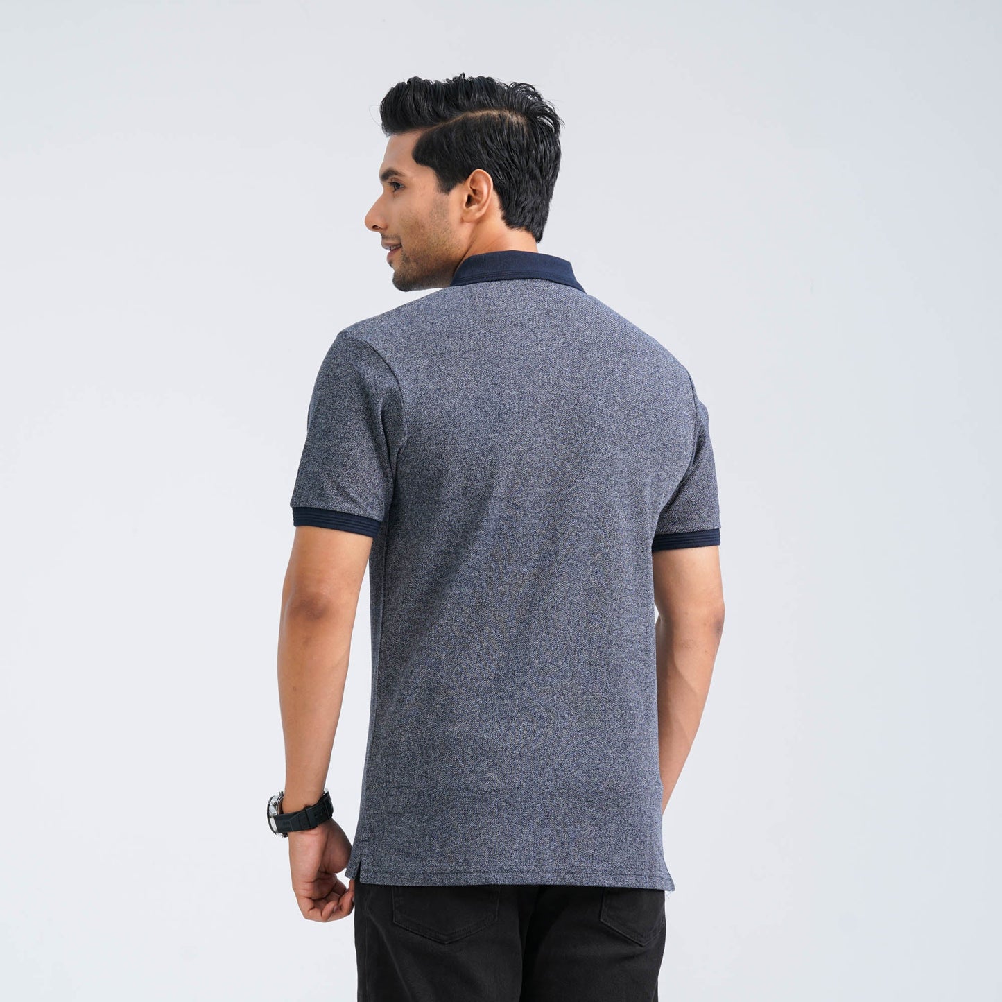 Men's Navy Cotton Blend Polo