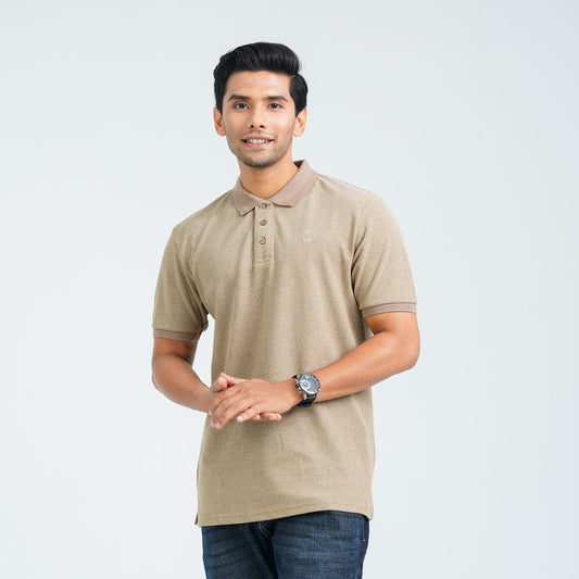 Men's Brown Cotton Blend Polo
