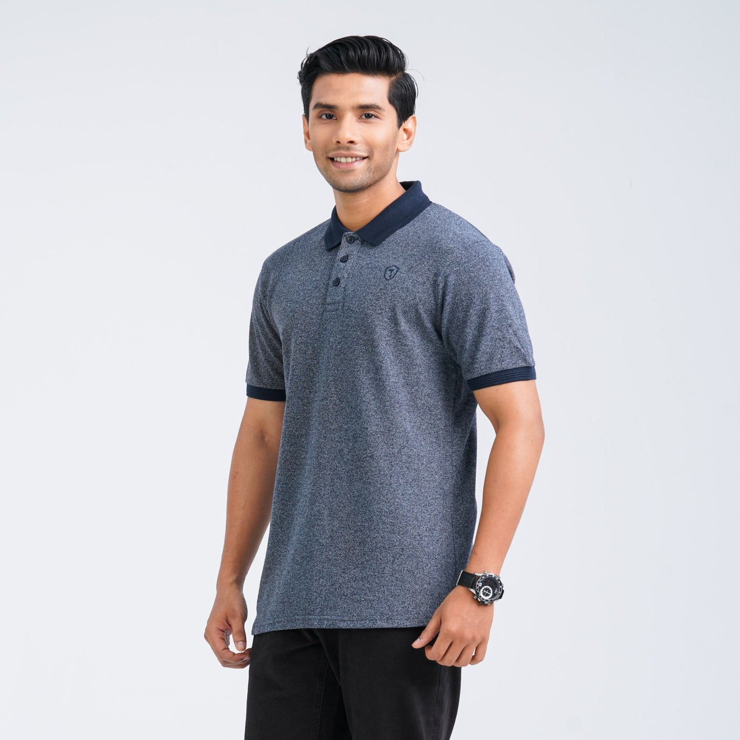 Men's Navy Cotton Blend Polo