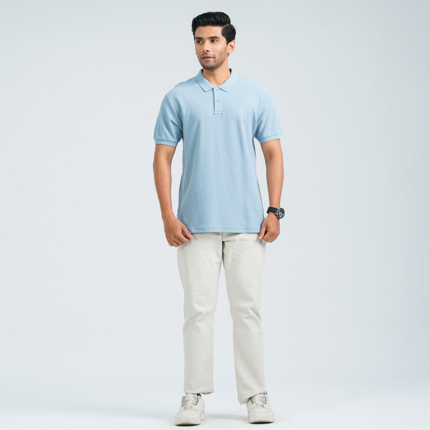 Men’s Dusty Blue Cotton Polo Shirt
