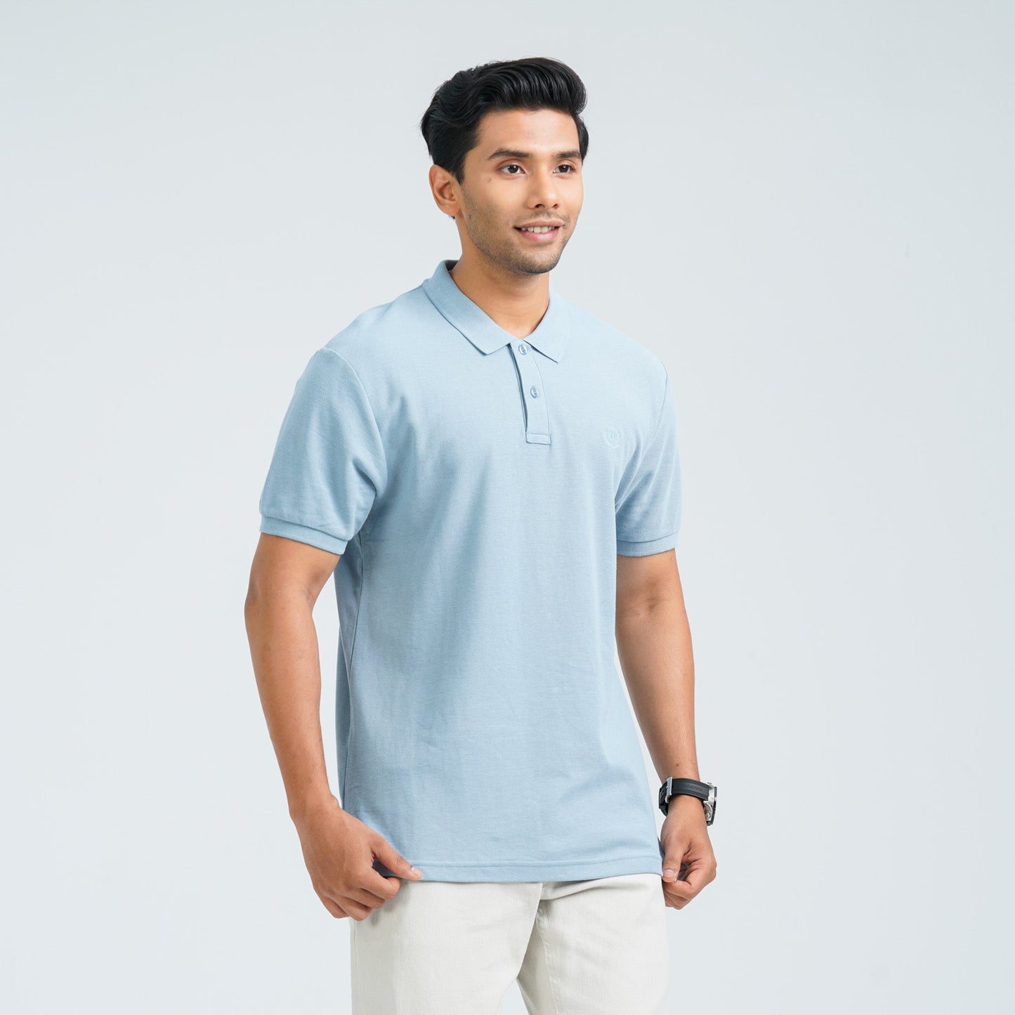 Men’s Dusty Blue Cotton Polo Shirt