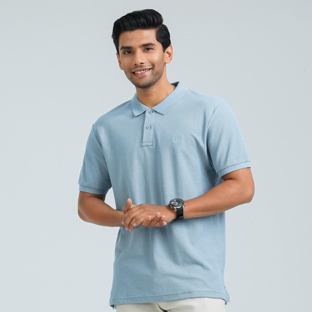 Men’s Dusty Blue Cotton Polo Shirt