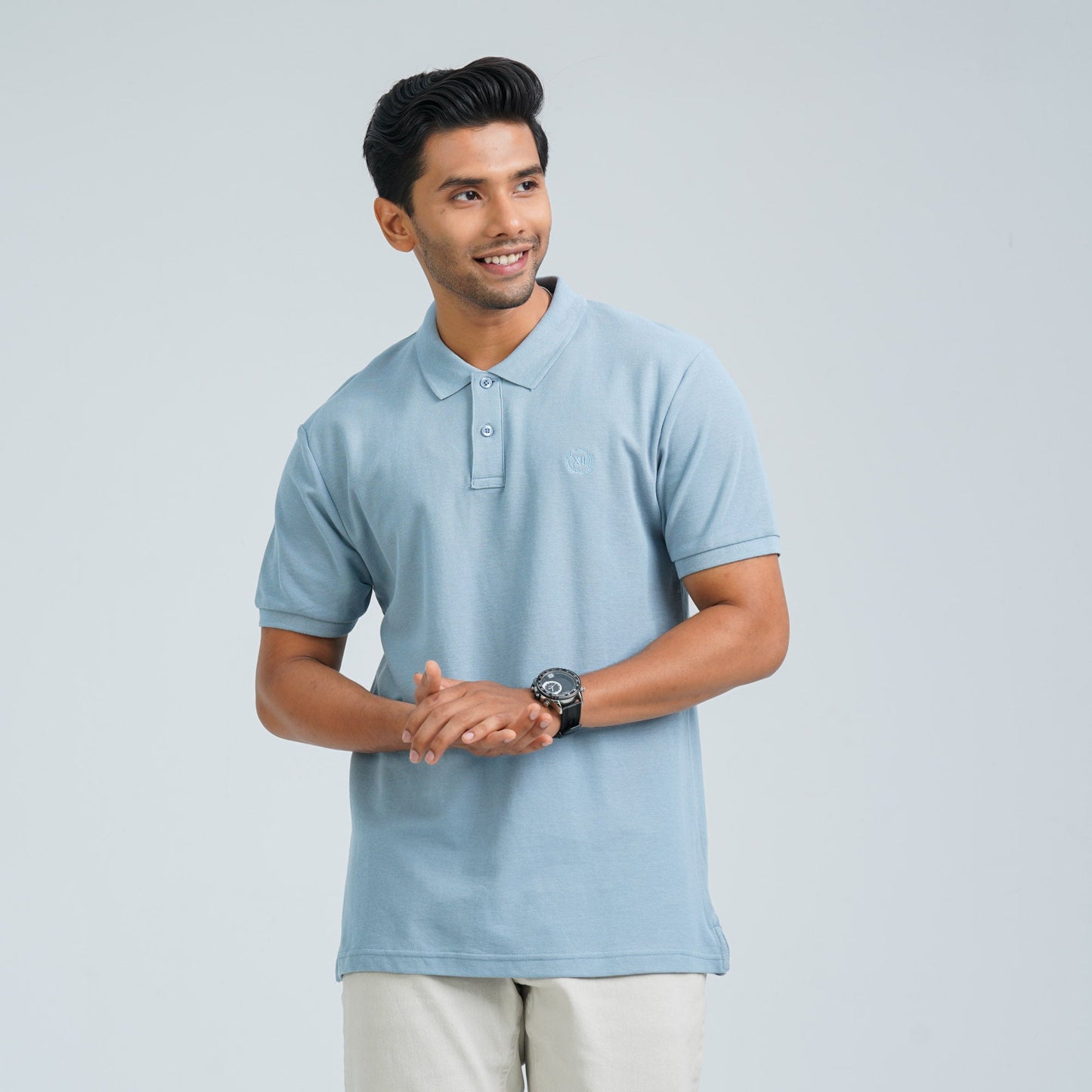 Men’s Dusty Blue Cotton Polo Shirt