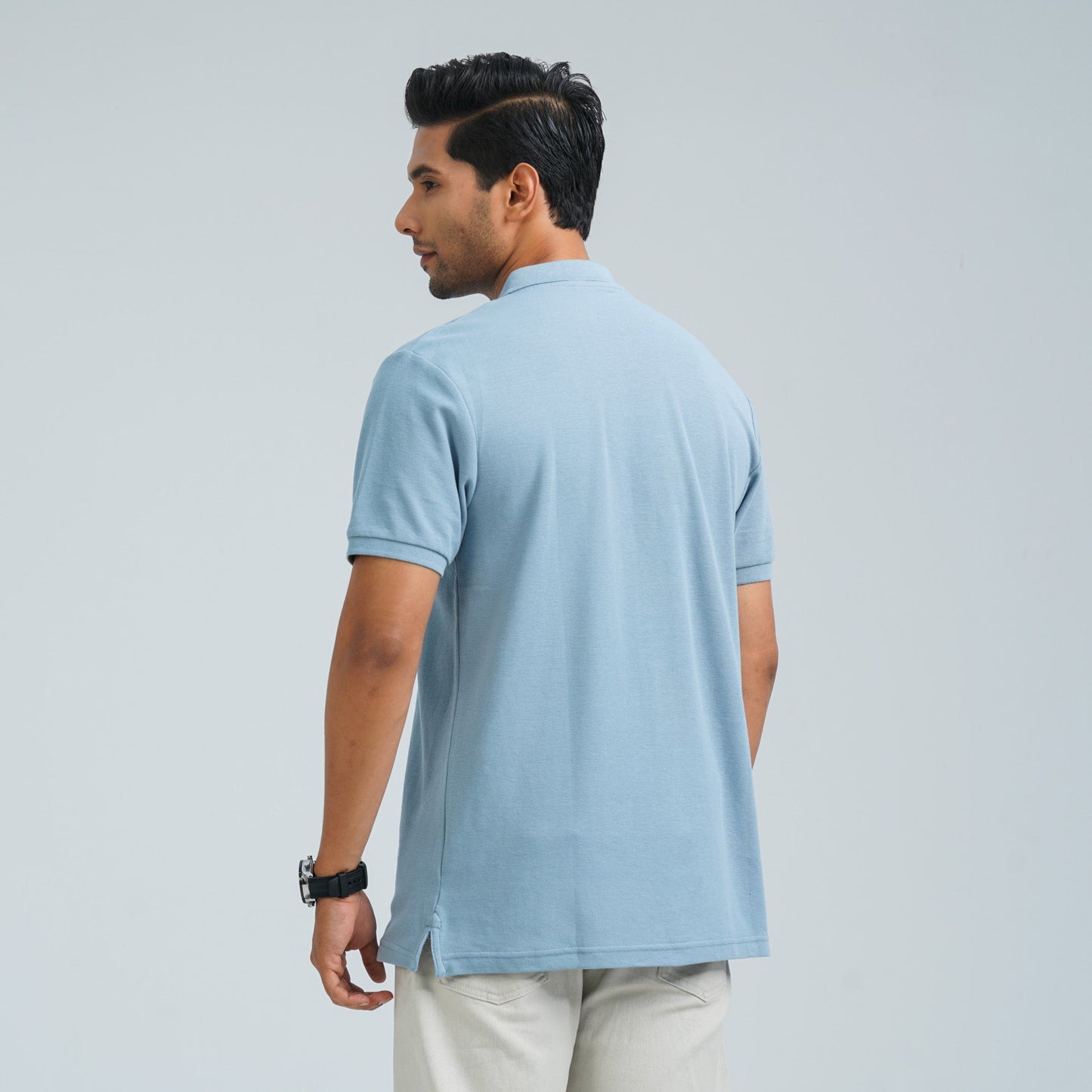 Men’s Dusty Blue Cotton Polo Shirt