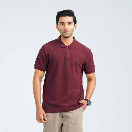 Men’s Maroon Cotton Polo Shirt