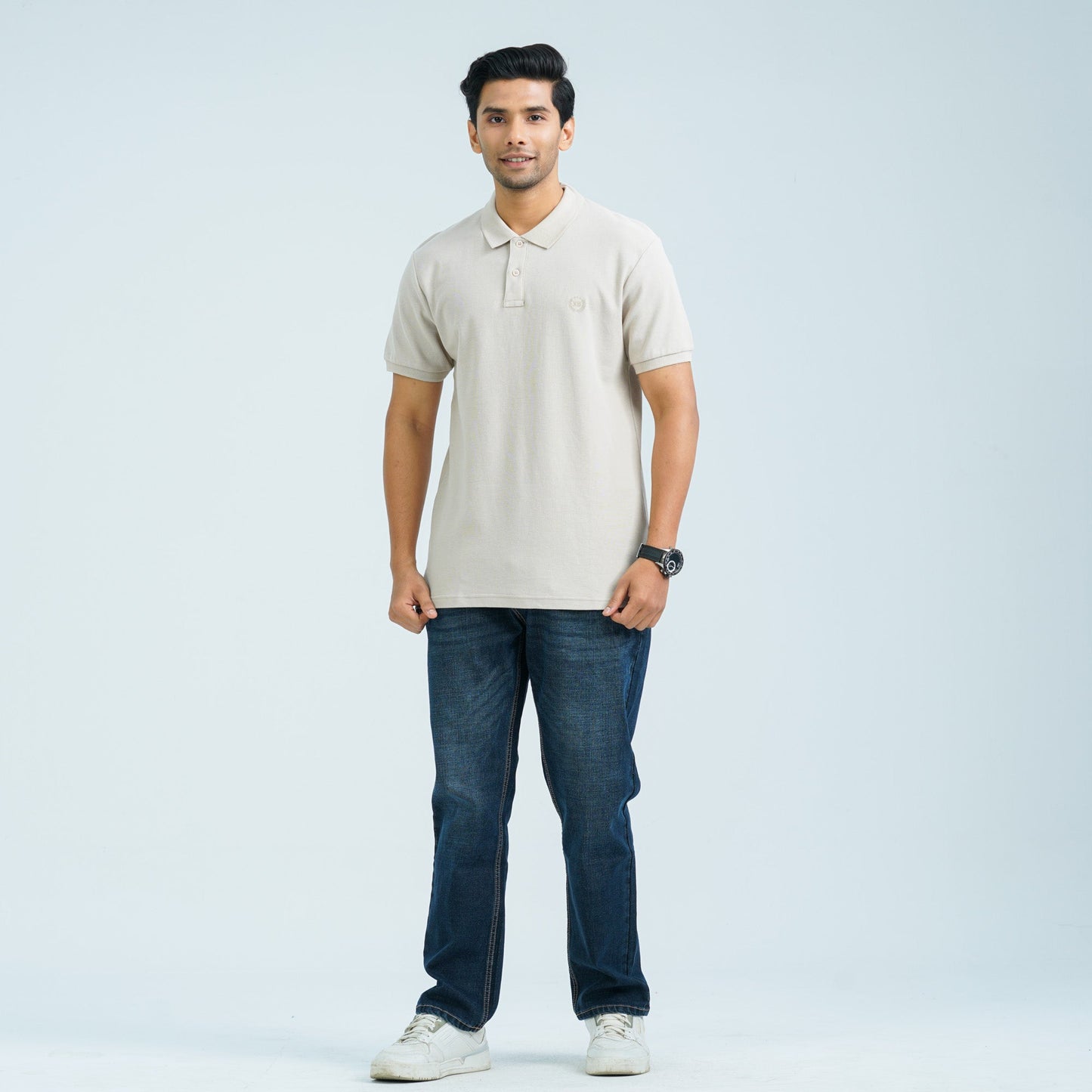 Men’s Beige Cotton Polo Shirt