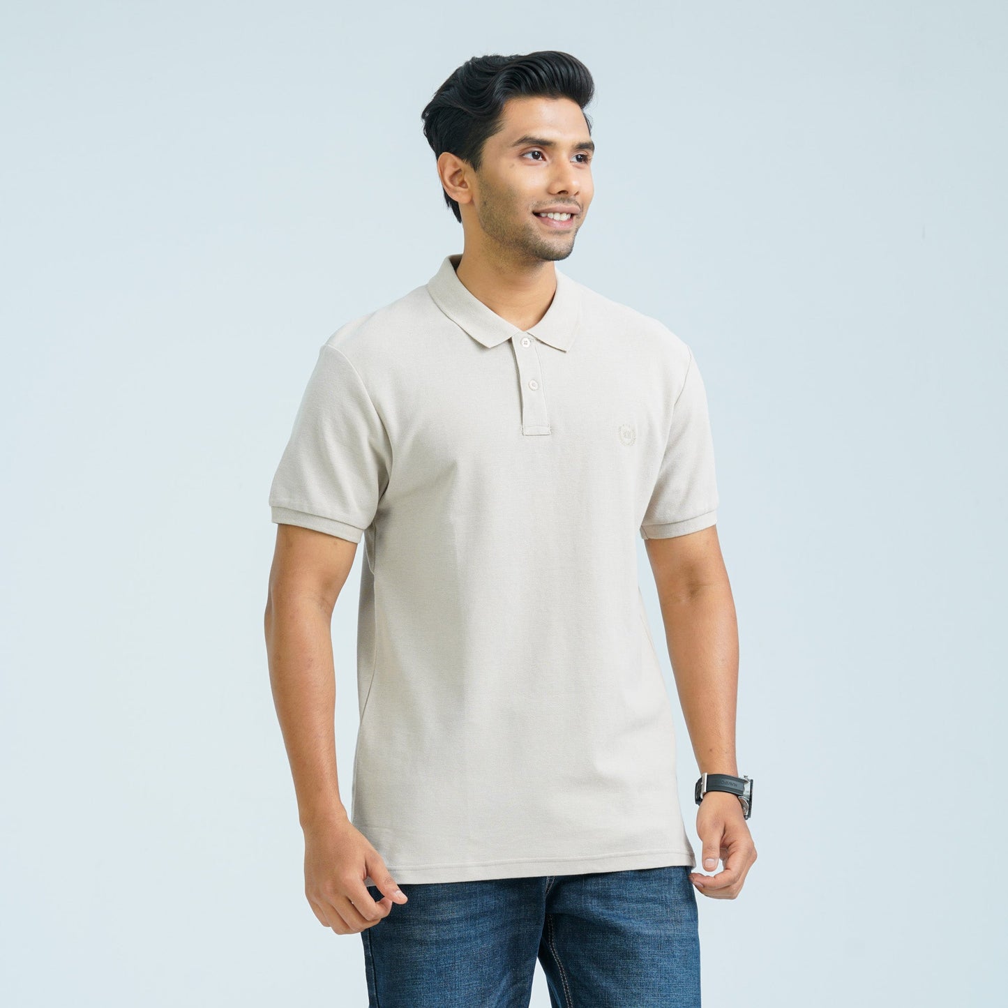 Men’s Beige Cotton Polo Shirt