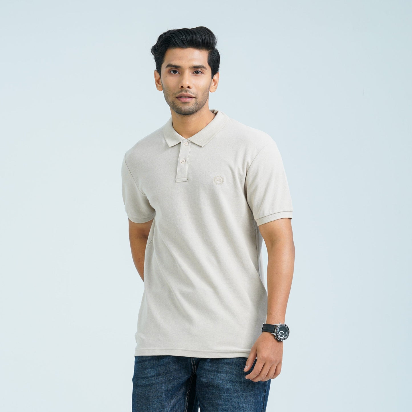 Men’s Beige Cotton Polo Shirt