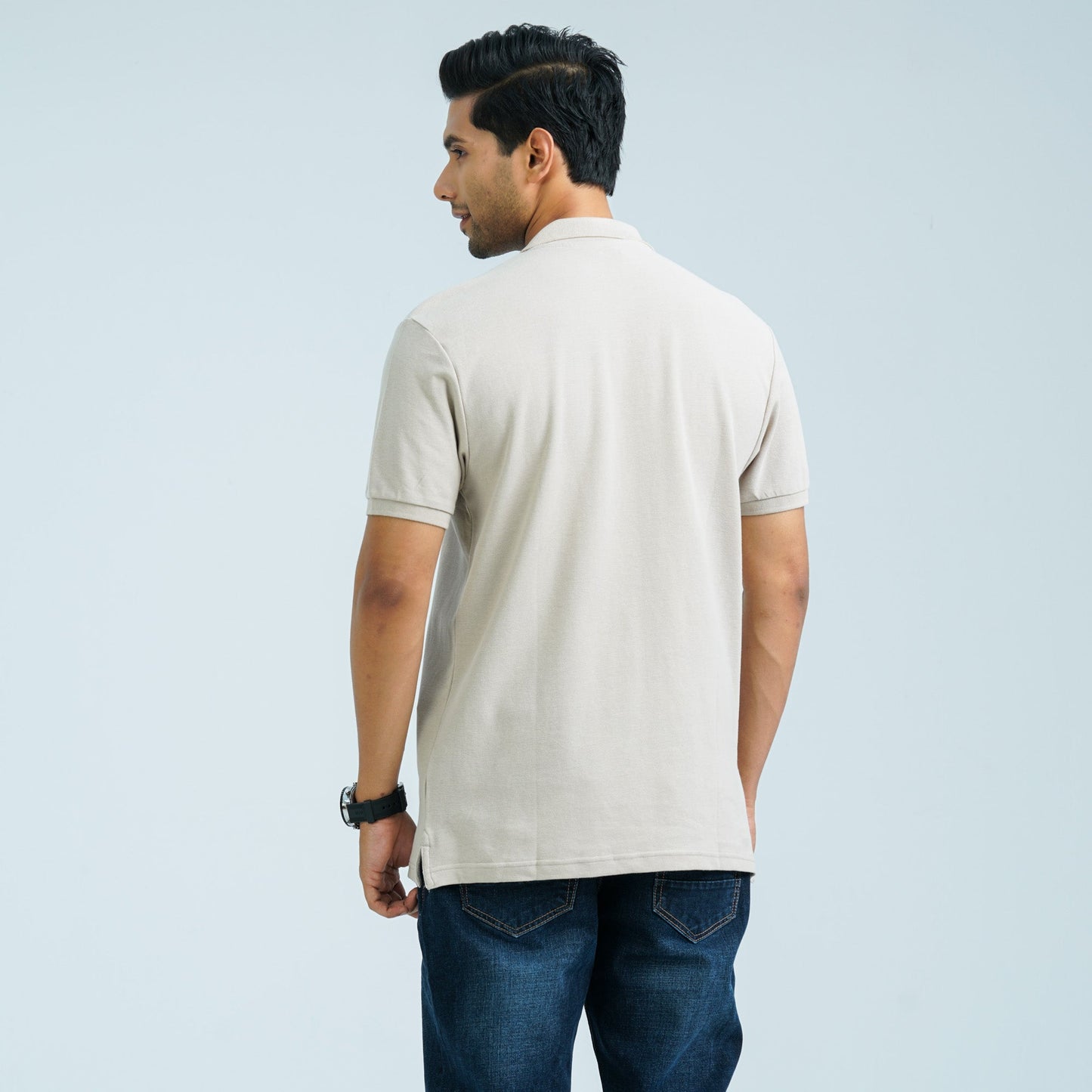 Men’s Beige Cotton Polo Shirt