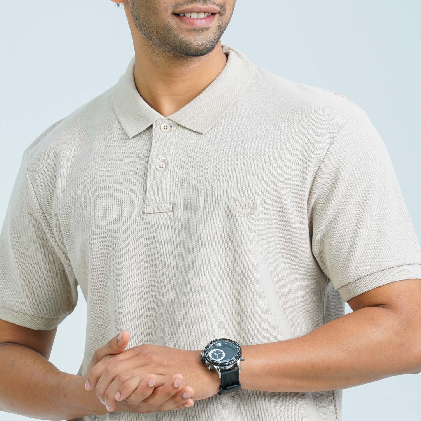 Men’s Beige Cotton Polo Shirt