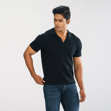 Load image into Gallery viewer, Men&#39;s Black Sweater Polo
