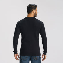 Load image into Gallery viewer, Men’s Black Textured Polo Sweater
