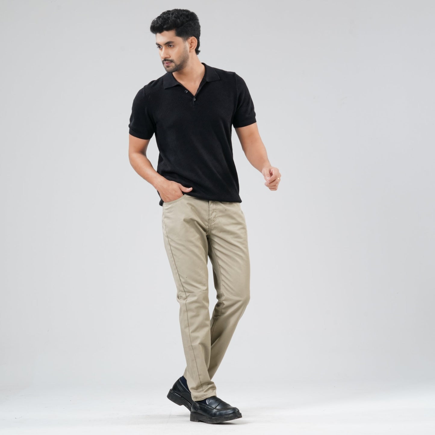 Mens Black Sweater Polo