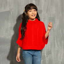 Load image into Gallery viewer, Girls Poncho- Red
