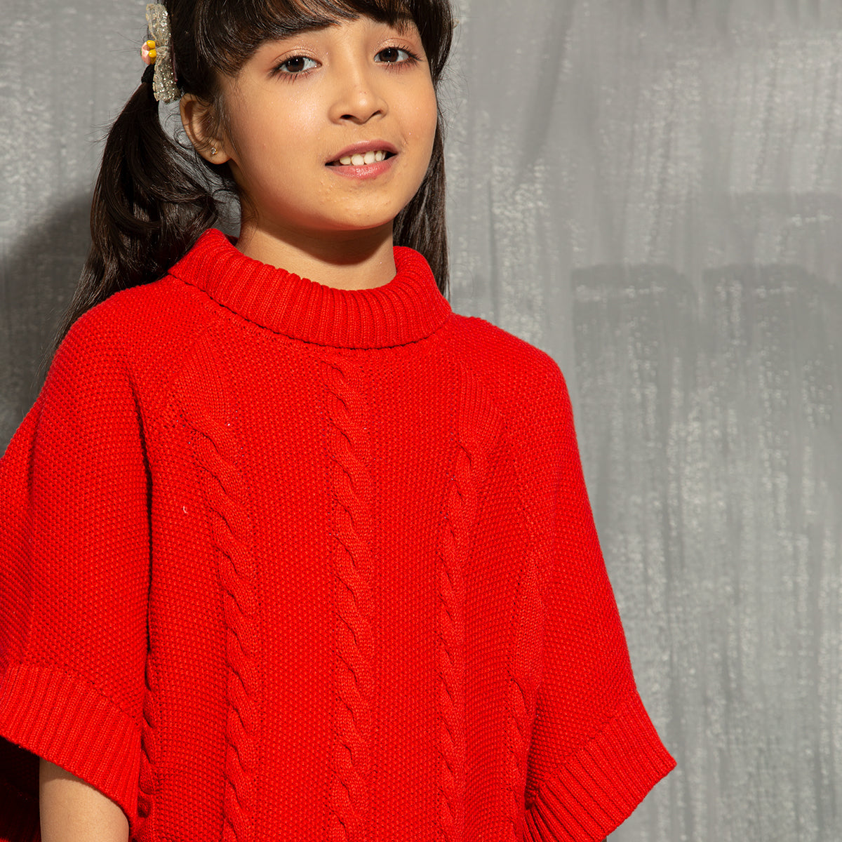Girls Poncho- Red