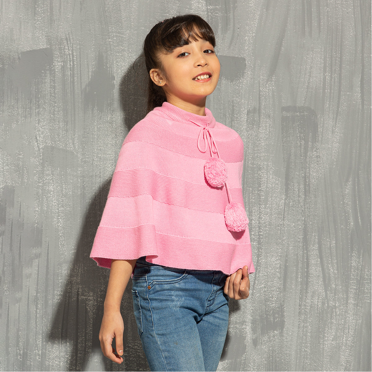 Girls Poncho- Pink