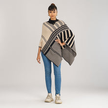 Load image into Gallery viewer, Women&#39;s Black &amp; Beige Checked Poncho
