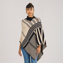 Load image into Gallery viewer, Women&#39;s Black &amp; Beige Checked Poncho
