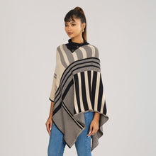 Load image into Gallery viewer, Women&#39;s Black &amp; Beige Checked Poncho
