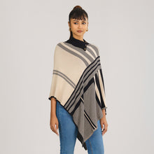 Load image into Gallery viewer, Women&#39;s Black &amp; Beige Checked Poncho
