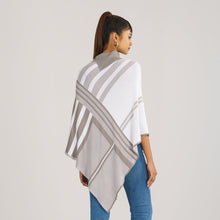 Load image into Gallery viewer, Women&#39;s White &amp; Grey Checked Poncho
