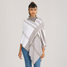 Load image into Gallery viewer, Women&#39;s White &amp; Grey Checked Poncho
